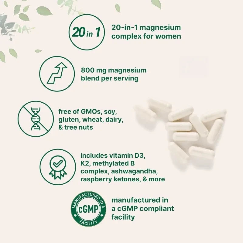 Magnesium Complex Supplement with Vitamin D3 and K2